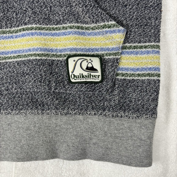 Quicksilver Men's Striped  Kangaroo Pockets Pullover Hoodie Size‎ S - Picture 7 of 11